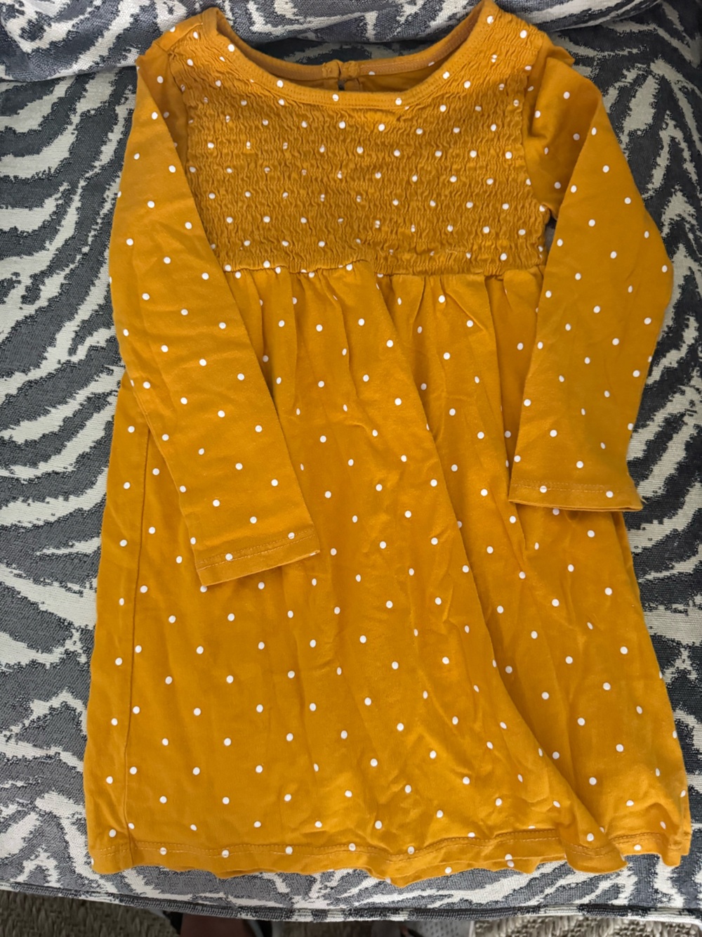 Girls Fall Yellow 4T Carter’s Polka Dot Smocked Dress